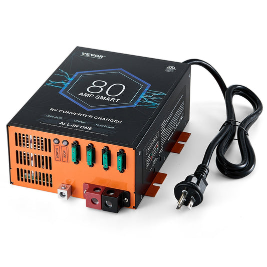 RV Converter, 80 Amp, 110V AC to 12V DC RV Power Converter Battery Charger with 4 Stage Smart Charging 13V to 16.5V Adjustable Operating Range, Compatible with Lithium Lead Acid Battery, ETL