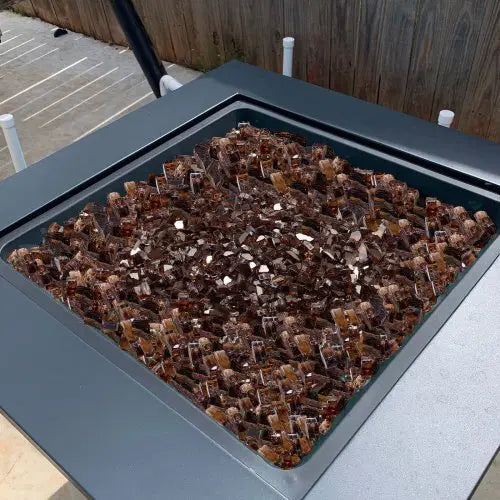Fire Glass, 10 LBS / 4.5 KG High-Temperature Resistant Fireplace Rocks, 1/2-Inch / 12.7 mm Reflective & Smokeless Firepit Glass Rock, High Luster Stone Landscaping for Fire Pit Table, Copper