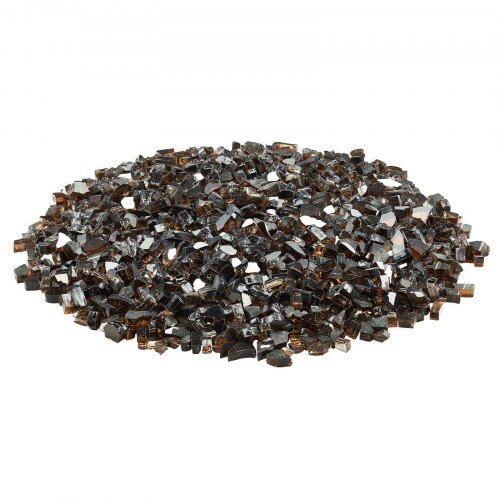 Fire Glass, 10 LBS / 4.5 KG High-Temperature Resistant Fireplace Rocks, 1/2-Inch / 12.7 mm Reflective & Smokeless Firepit Glass Rock, High Luster Stone Landscaping for Fire Pit Table, Copper