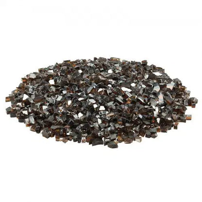 Fire Glass, 10 LBS / 4.5 KG High-Temperature Resistant Fireplace Rocks, 1/2-Inch / 12.7 mm Reflective & Smokeless Firepit Glass Rock, High Luster Stone Landscaping for Fire Pit Table, Copper