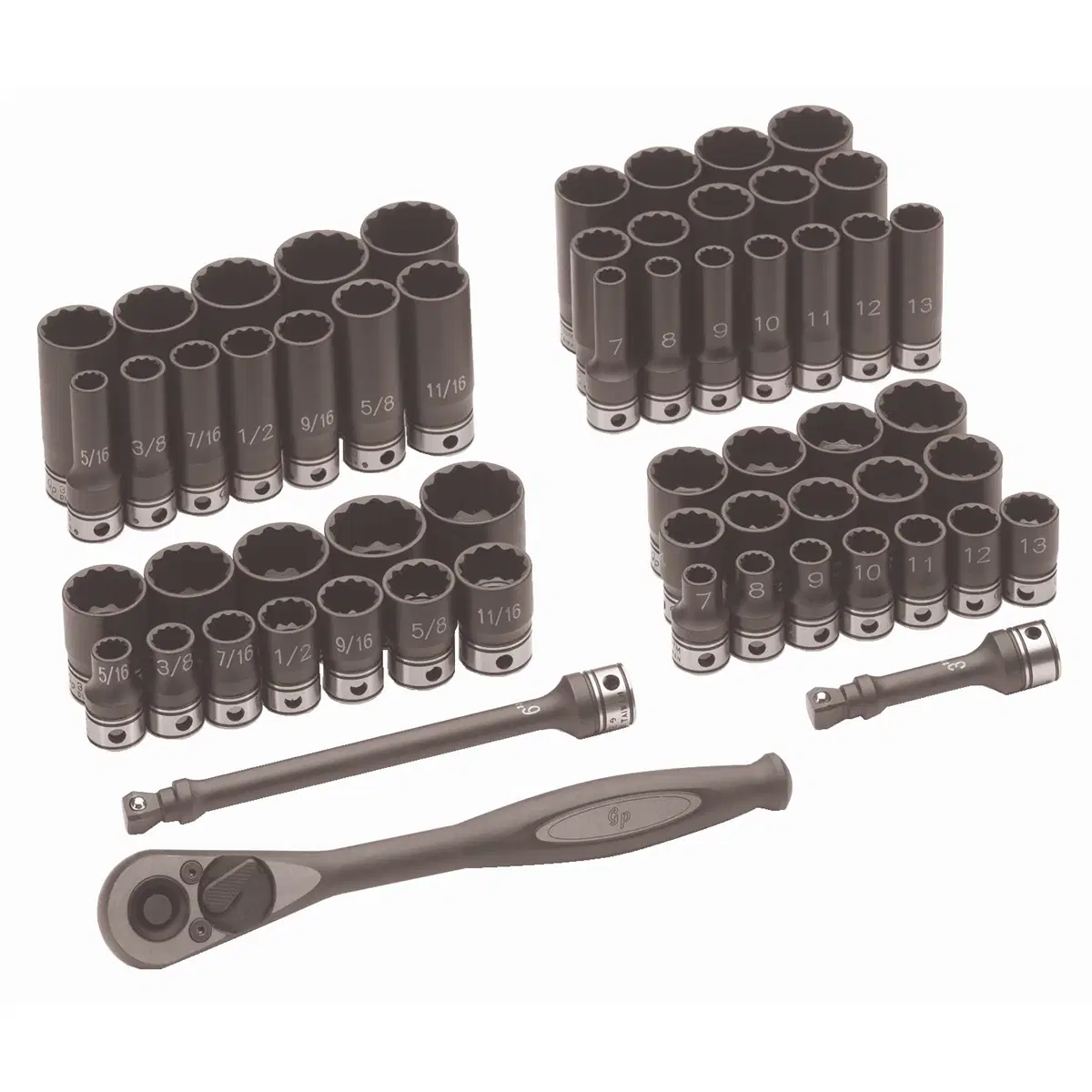Grey Pneumatic 3/8" Drive 59 Piece Fractional & Metric Duo-Socket Set - 12 Point