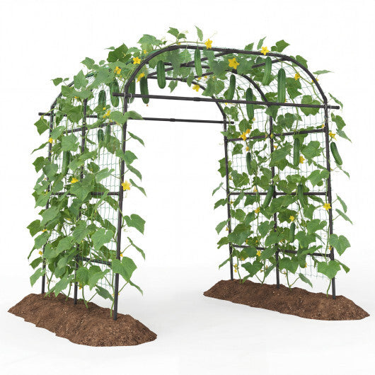 7.5 FT Tall Metal Garden Arch Trellis for Climbing Plants Outdoor-Black - Color: Black