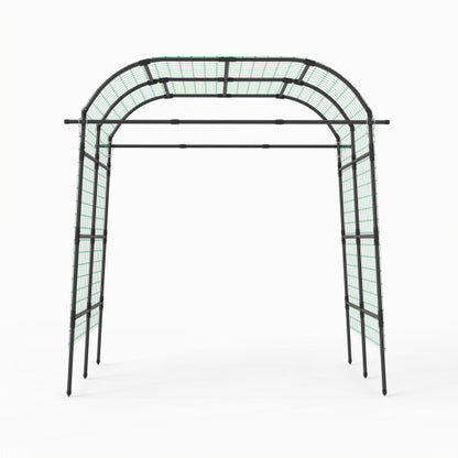 7.5 FT Tall Metal Garden Arch Trellis for Climbing Plants Outdoor-Black - Color: Black