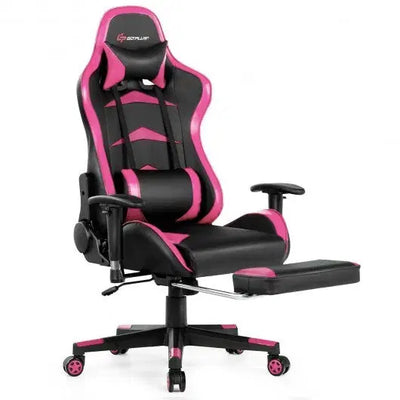 Pink Massage Gaming Chair with Footrest