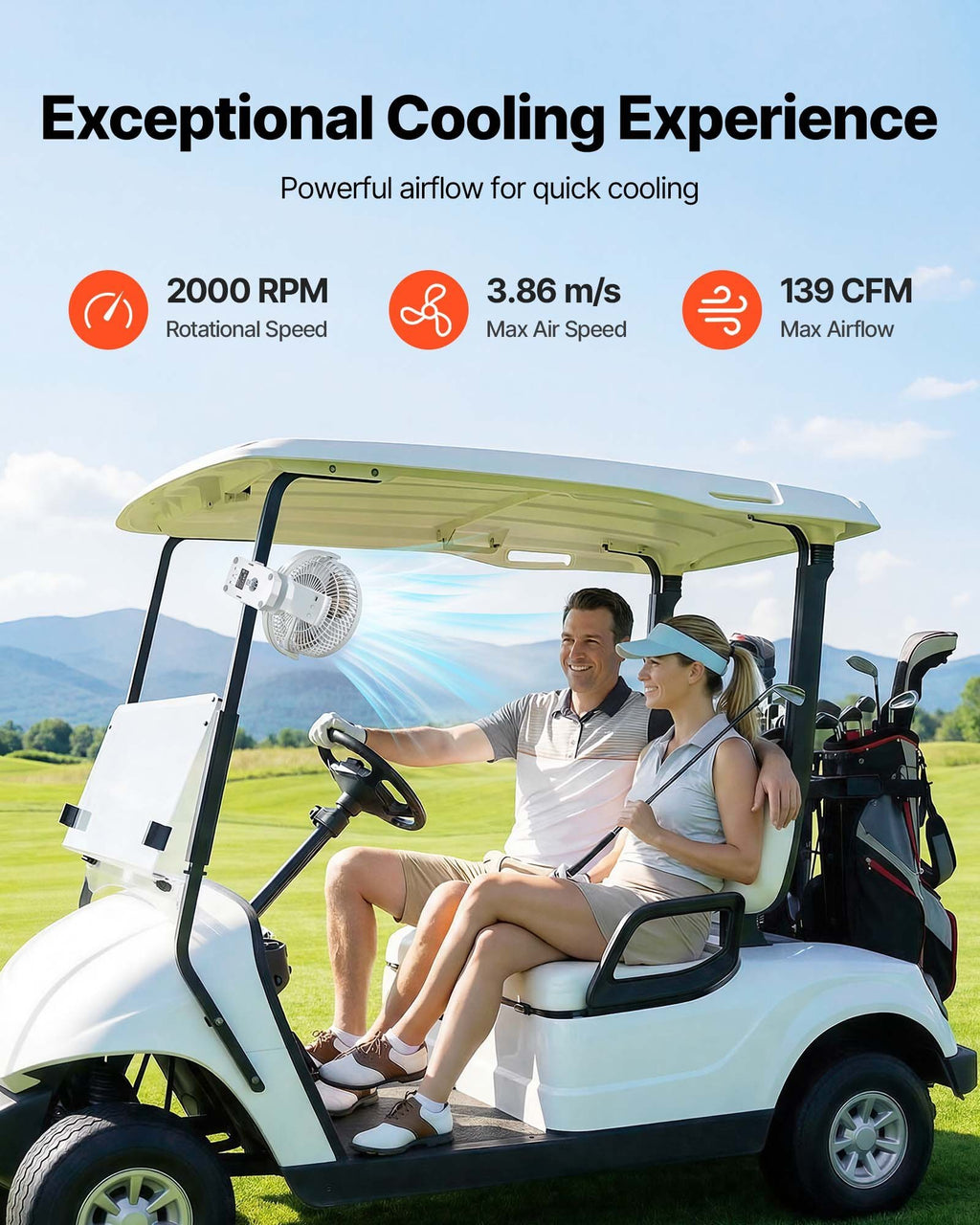 Portable Clip Fan, Rechargeable Clip On Fan, USB Port with 3 Speeds & Circulation Mode, Strong Airflow Sturdy Clamp, Long Runtime for Desk, Golf Cart, Outdoor Camping Treadmill, Office, White