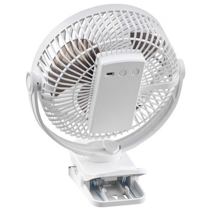 Portable Clip Fan, Rechargeable Clip On Fan, USB Port with 3 Speeds & Circulation Mode, Strong Airflow Sturdy Clamp, Long Runtime for Desk, Golf Cart, Outdoor Camping Treadmill, Office, White