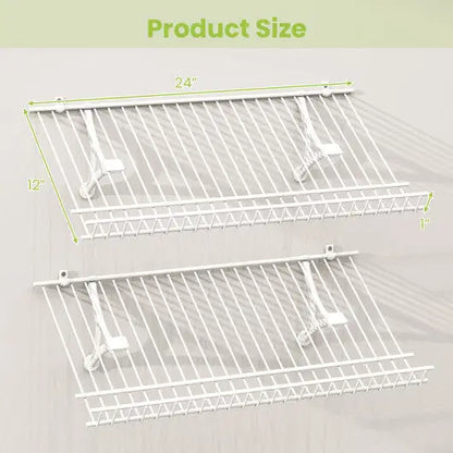Closet Shelves Wall Mounted Set of 2 Metal Wire Shoe Racks - Color: White