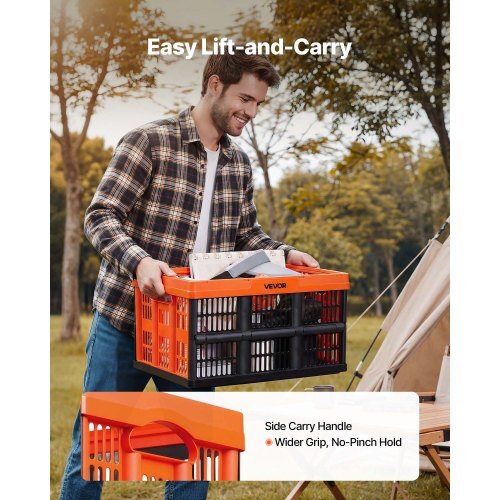 Plastic Collapsible Storage Bins, 45L 6 Packs, Stackable Folding Storage Crates with Handles, Holds 33 lbs Per Bin, Foldable Heavy Duty Containers, Space-Saving Baskets, for Home Organizing