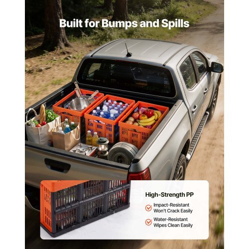 Plastic Collapsible Storage Bins, 45L 6 Packs, Stackable Folding Storage Crates with Handles, Holds 33 lbs Per Bin, Foldable Heavy Duty Containers, Space-Saving Baskets, for Home Organizing