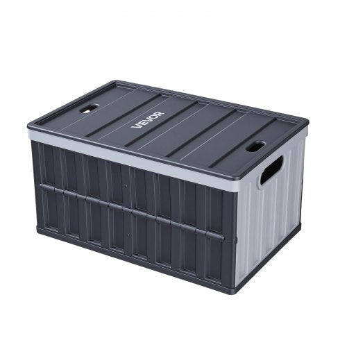 Plastic Collapsible Storage Bins with Lids, 65L 2 Packs, Stackable Folding Storage Crates with Handles, Holds 84 lbs Per Bin, Heavy Duty Containers, Space-Saving Baskets, for Home Organizing