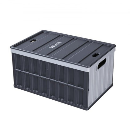 Plastic Collapsible Storage Bins with Lids, 65L 2 Packs, Stackable Folding Storage Crates with Handles, Holds 84 lbs Per Bin, Heavy Duty Containers, Space-Saving Baskets, for Home Organizing