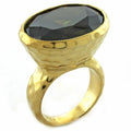 LOAS1011 - Gold 925 Sterling Silver Ring with AAA Grade CZ  in Peridot