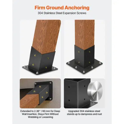 Pergola Kit, 4x4 Inch 4-Way Slanted Bracket for 3.5x3.5 Inch Wood Beams in Actual Size, Carbon Steel Pergola Bracket with Post Base and Wall Mount Base, for Outdoor Pergolas, Gazebos, Sheds