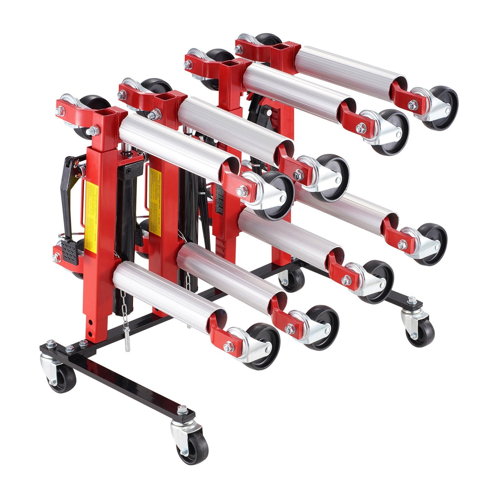 Car Dolly Rack, Storage Rack with 360 Rotatable Wheels, Hydraulic Ratchet Trolley Jack Stand Organizer, Jack Stands Holder Storage Rack, 4-Dolly Capacity, Compatible with Most Dollies