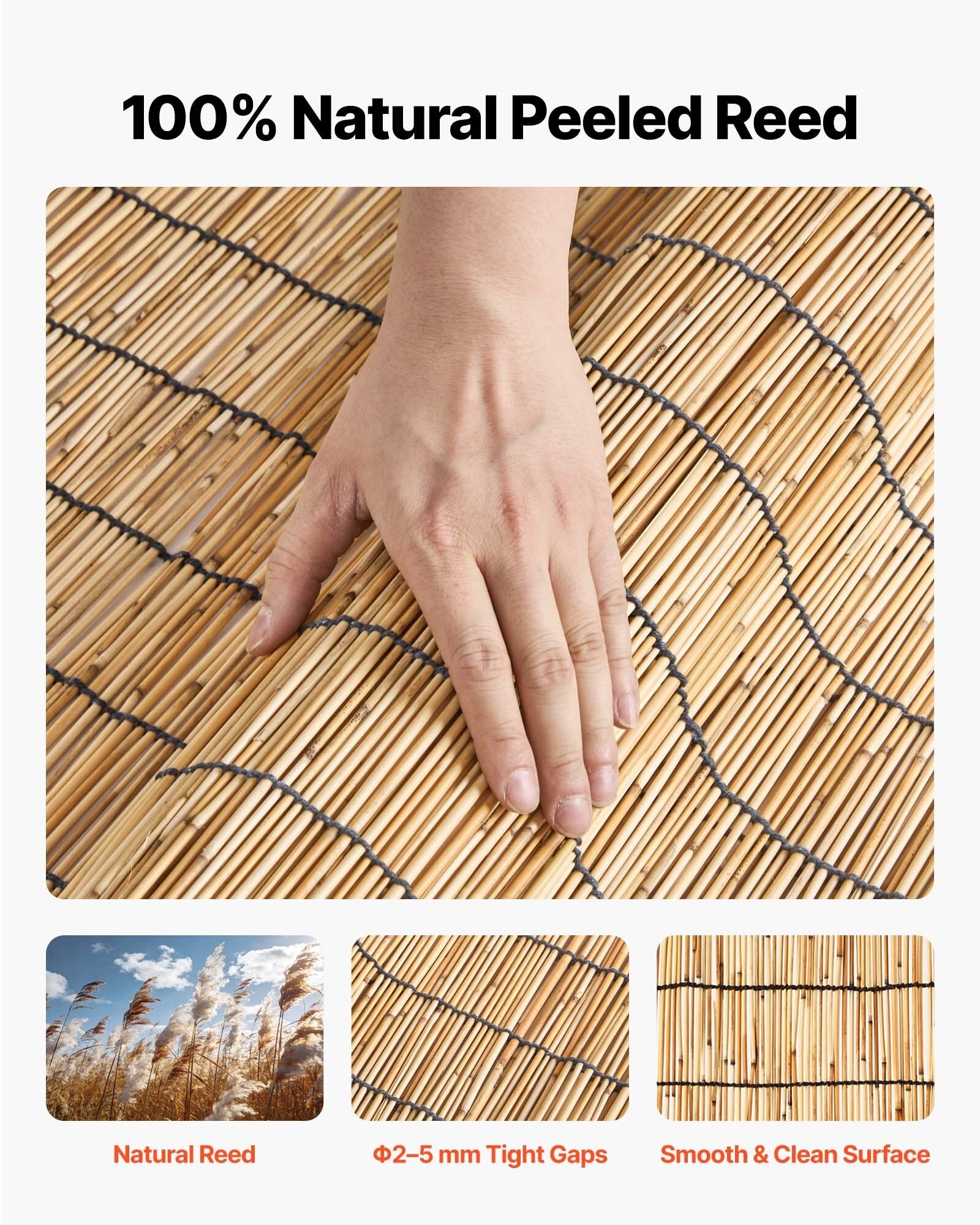 Natural Reed Fencing, 5.58 x 16.4 ft, Decorative Natural Reed Fencing Roll, Decorative Fence for Backyard Garden Divider, Privacy Screen Panel Curtain for Balcony Patio Garden Backyard Outdoor