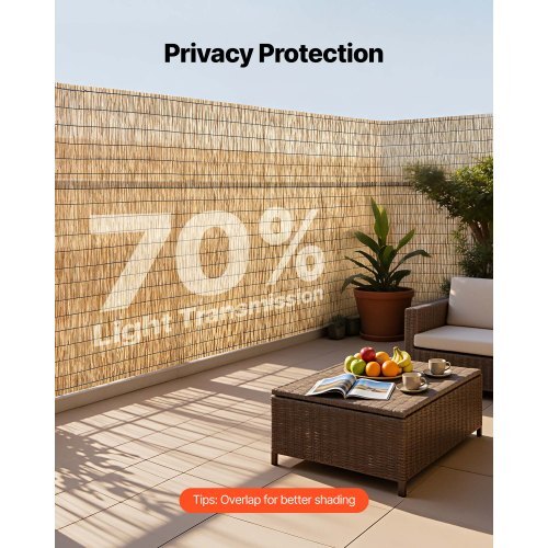 Natural Reed Fencing, 5.58 x 16.4 ft, Decorative Natural Reed Fencing Roll, Decorative Fence for Backyard Garden Divider, Privacy Screen Panel Curtain for Balcony Patio Garden Backyard Outdoor