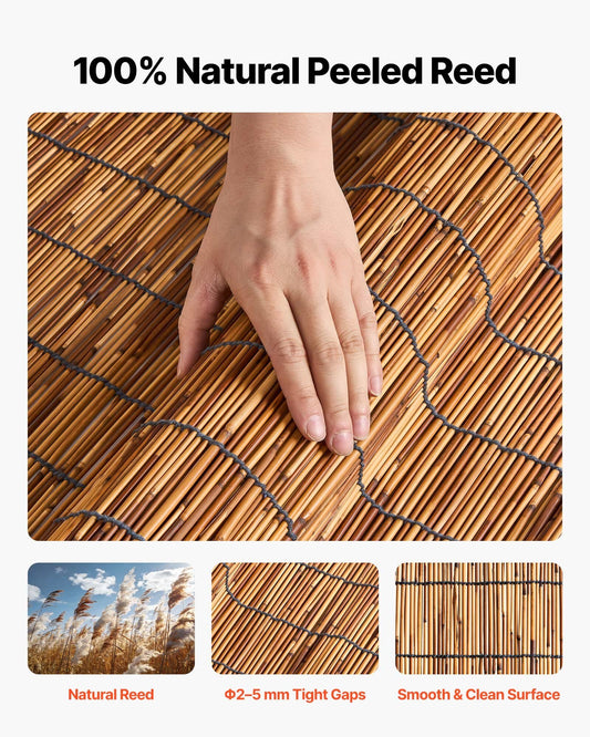 Natural Reed Fencing, 4 ft x 16.4 ft, 2 Pack Decorative Natural Reed Fencing Roll, Decorative Fence for Divider, Privacy Screen Panel Curtain for Balcony Patio Garden Backyard Outdoor, Brown