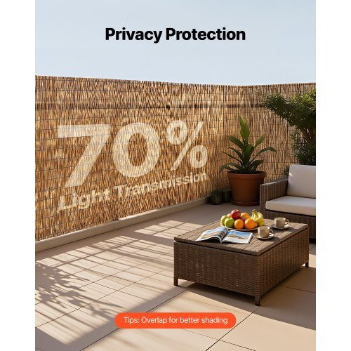 Natural Reed Fencing, 4 ft x 16.4 ft, 2 Pack Decorative Natural Reed Fencing Roll, Decorative Fence for Divider, Privacy Screen Panel Curtain for Balcony Patio Garden Backyard Outdoor, Brown