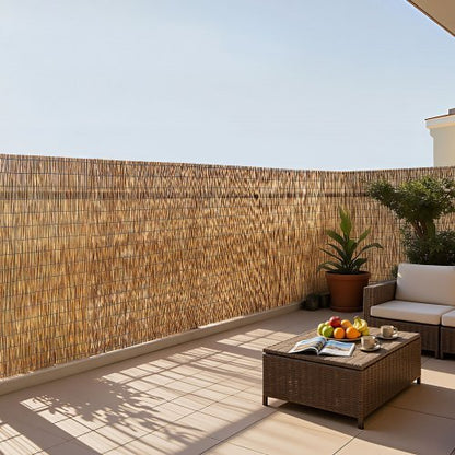 Natural Reed Fencing, 4 ft x 16.4 ft, 2 Pack Decorative Natural Reed Fencing Roll, Decorative Fence for Divider, Privacy Screen Panel Curtain for Balcony Patio Garden Backyard Outdoor, Brown