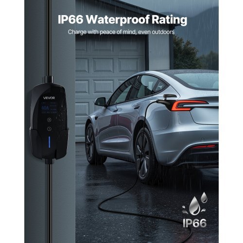 Level 2 Tesla Charger, 40 Amp Adjustable Current, 240V Portable Home Electric Car EV Charger with 25 ft Charging Cable, NEMA 14-50P Plug, LCD Display, NACS Connector, for Tesla Model Y/X/3/S