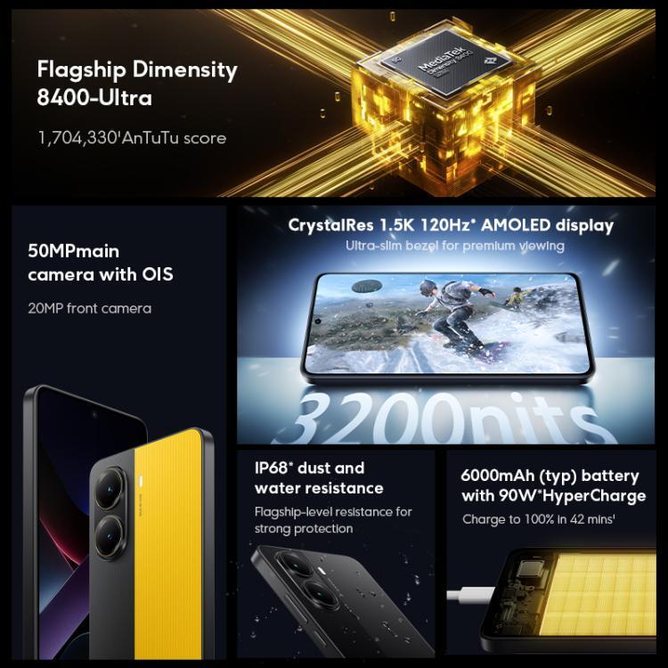 [HK Warehouse] Xiaomi POCO X7 Pro 5G Global, 12GB+256GB, In-screen Fingerprint, 6.67 inch Xiaomi HyperOS 2 MediaTek Dimensity 8400-Ultra Octa Core, NFC, Network: 5G (Black)