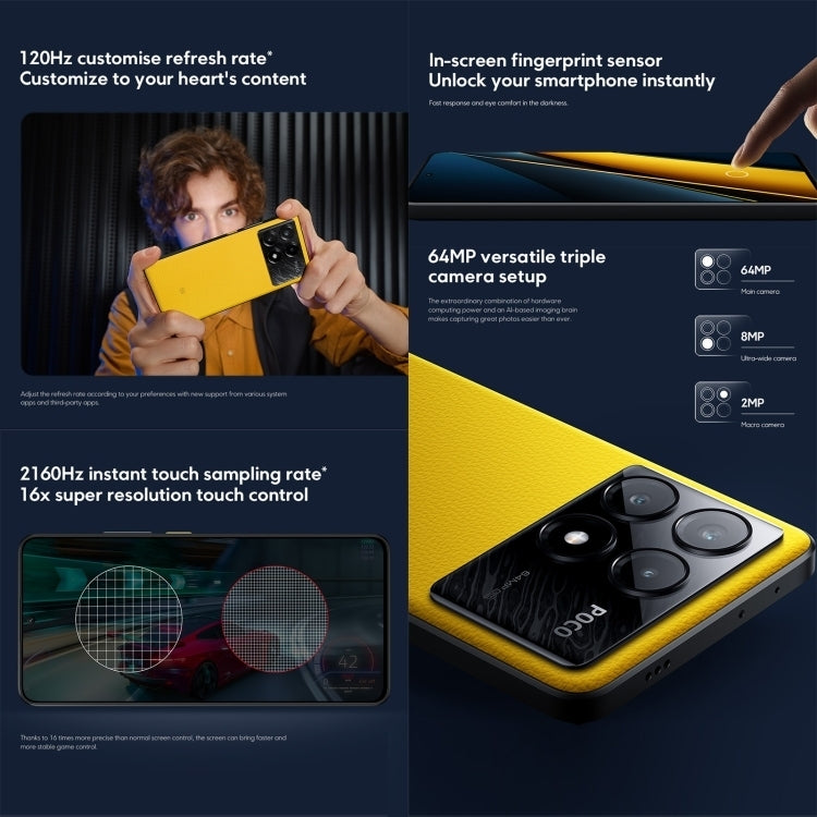 [HK Warehouse] Xiaomi POCO X6 Pro Global, 12GB+512GB, In-screen Fingerprint, 6.67 inch Xiaomi HyperOS MediaTek Dimensity 8300-Ultra Octa Core 3.35GHz, NFC, Network: 5G (Black)