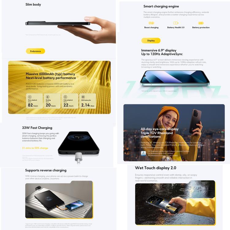 [HK Warehouse] Xiaomi POCO C85 Global, 6GB+128GB, Side Fingerprint, 6.9 inch Xiaomi HyperOS 2 MediaTek Helio G81-Ultra Octa Core, NFC, Network: 4G (Black)