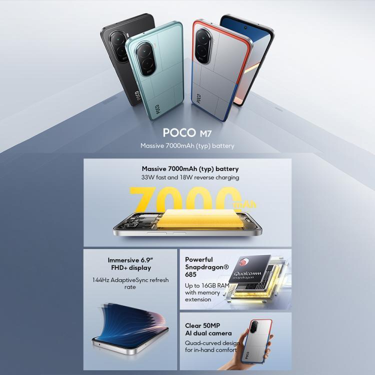 [HK Warehouse] Xiaomi POCO M7 Global, 8GB+256GB, Side Fingerprint, 6.9 inch Xiaomi HyperOS 2 Snapdragon 685 4G Octa Core, NFC, Network: 4G (Black)