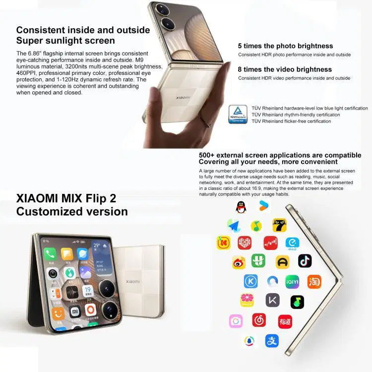 Xiaomi MIX Flip 2, 12GB+256GB, 6.86 inch + 4.01 inch Xiaomi HyperOS 2 Snapdragon 8 Elite Octa Core, NFC, Network: 5G (Cyan)