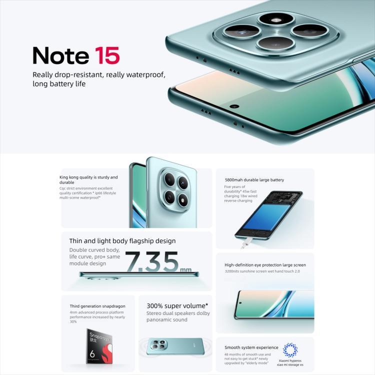 Xiaomi Redmi Note 15 5G, 8GB+128GB, 6.77 inch Xiaomi HyperOS 2 Snapdragon 6 Gen 3 Octa Core, Network: 5G (White)