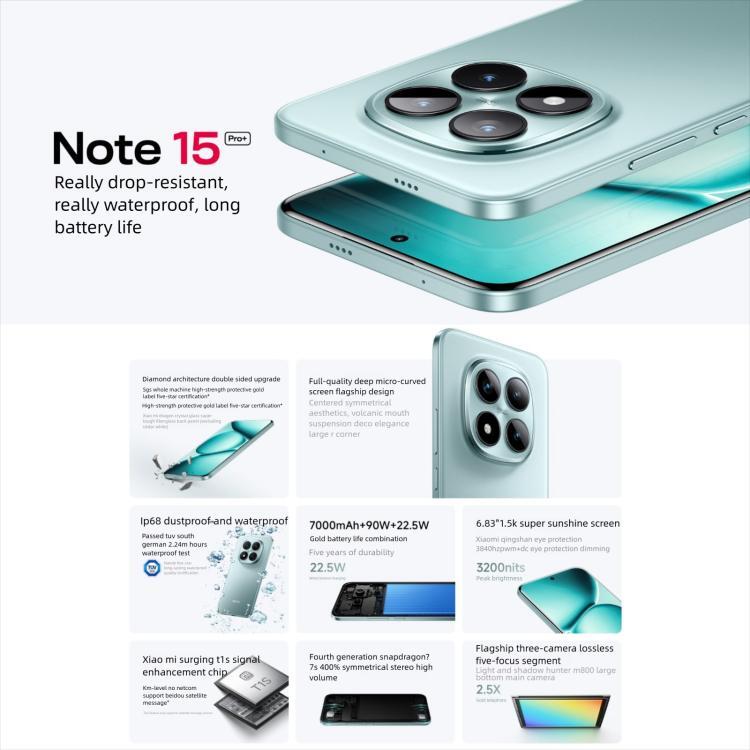 Xiaomi Redmi Note 15 Pro+ 5G, 12GB+256GB, 6.83 inch Xiaomi HyperOS 2 Snapdragon 7s Gen 4 Octa Core, Network: 5G, NFC (Purple)
