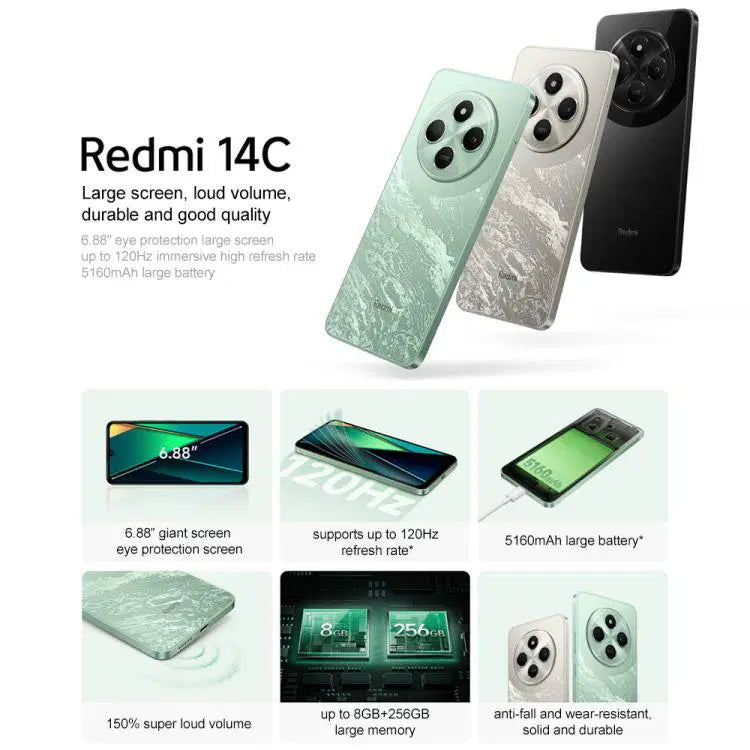 Xiaomi Redmi 14C, 6GB+128GB, 6.88 inch Xiaomi HyperOS MediaTek Helio G81-Ultra Octa Core, Network: 4G, Not Support Google Play (Silver)