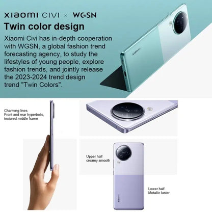 Xiaomi Civi 3 5G, 50MP Camera, 16GB+1TB, Triple Back Cameras + Dual Front Cameras, In-screen Fingerprint Identification, 4500mAh Battery, 6.55 inch MIUI 14 Dimensity 8200-Ultra Octa Core 4nm up to 3.1GHz, Network: 5G, NFC (Purple)