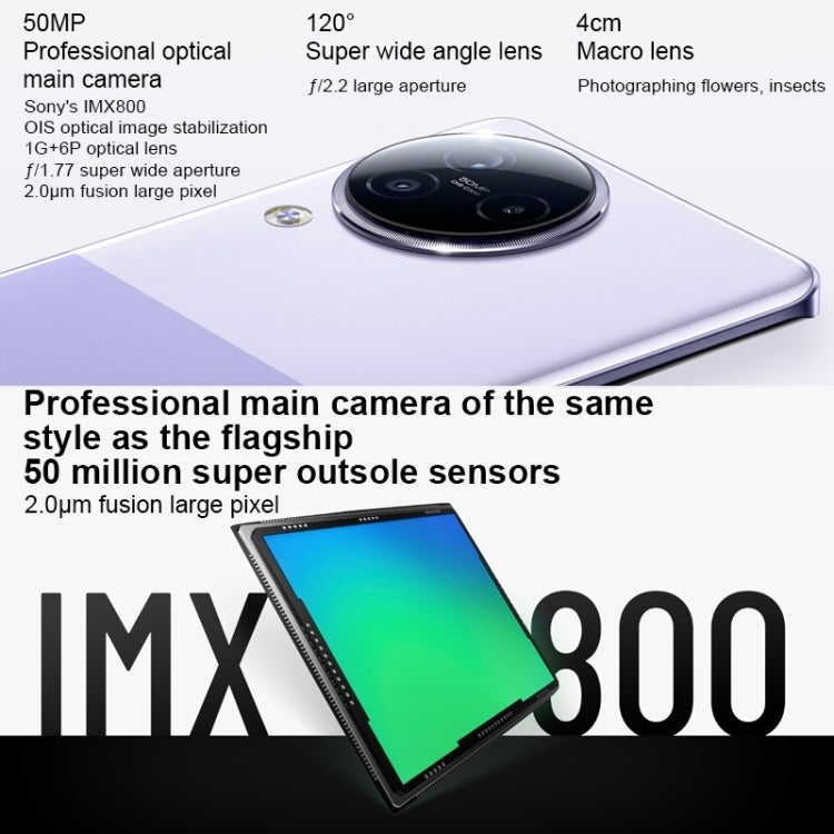 Xiaomi Civi 3 5G, 50MP Camera, 16GB+1TB, Triple Back Cameras + Dual Front Cameras, In-screen Fingerprint Identification, 4500mAh Battery, 6.55 inch MIUI 14 Dimensity 8200-Ultra Octa Core 4nm up to 3.1GHz, Network: 5G, NFC (Purple)