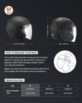 Motorcycle Helmet, 3/4 Open Face, Adult Motocross Dirt Bike Helmet with Clear Visor, Comfortable Motorbike Racing Street with Detachable Liner for Men & Women, DOT Approved, (Matte Black, M)