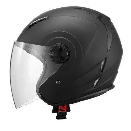 Motorcycle Helmet, 3/4 Open Face, Adult Motocross Dirt Bike Helmet with Clear Visor, Comfortable Motorbike Racing Street with Detachable Liner for Men & Women, DOT Approved, (Matte Black, M)