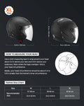Motorcycle Helmet, 3/4 Open Face, Adult Motocross Dirt Bike Helmet with Clear Visor, Comfortable Motorbike Racing Street with Detachable Liner for Men & Women, DOT Approved, (Matte Black, XL)