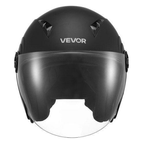 Motorcycle Helmet, 3/4 Open Face, Adult Motocross Dirt Bike Helmet with Clear Visor, Comfortable Motorbike Racing Street with Detachable Liner for Men & Women, DOT Approved, (Matte Black, XL)