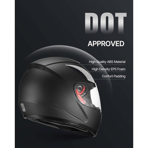 Motorcycle Helmet, Full Face, Adult Motocross Dirt Bike Helmet with Tinted and Clear Dual Visor, Motorbike Racing Street with Detachable Liner for Men & Women, DOT Approved, (Matte Black, M)