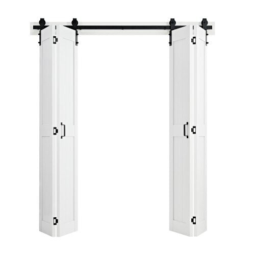 Bifold Barn Door, 72" x 84", MDF Bi-Fold Sliding Closet Doors, Hardware Kit Included, H-Frame Space-Saving Design, Pre-Assembled Panels for Bedroom, Living Room, Wardrobe and Room Divider, White