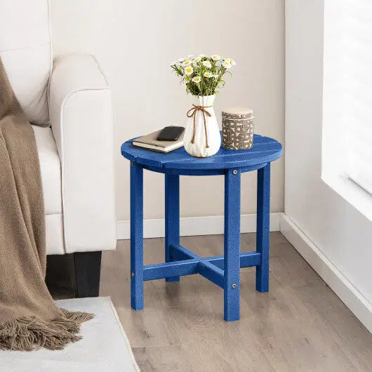 Set of 2 18 Inch Round Weather-Resistant Adirondack Side Tables-Navy - Color: Navy