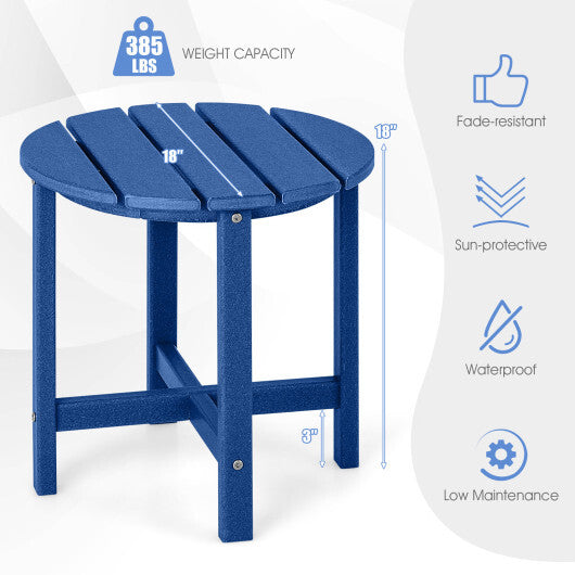 Set of 2 18 Inch Round Weather-Resistant Adirondack Side Tables-Navy - Color: Navy