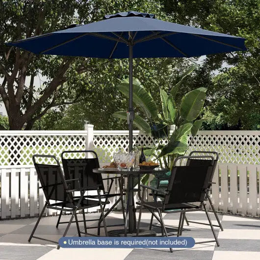 Outdoor Heavy Duty Market Umbrella with Crank Handle and 8 Sturdy Ribs-Navy - Color: Navy