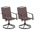 Outdoor Swivel Chairs Set of 2 with High Back and Breathable Seat-Coffee - Color: Coffee
