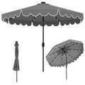 10 Feet Solar Patio Umbrella with 24 LED Lights-Gray - Color: Gray