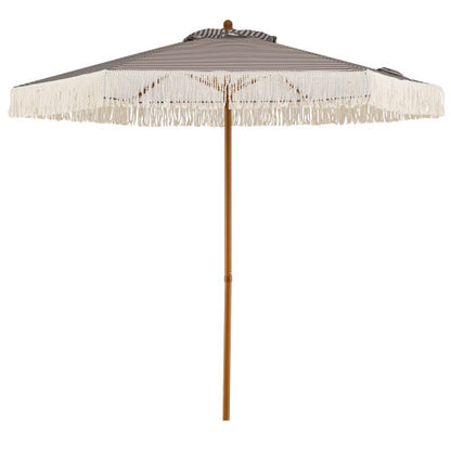 7 Feet Patio Umbrella with Fringe Sun-Protective Beach Umbrella with Boho Tassel-Green - Color: Green - Size: 7 FT