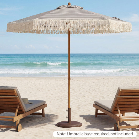 7 Feet Patio Umbrella with Fringe Sun-Protective Beach Umbrella with Boho Tassel-Green - Color: Green - Size: 7 FT