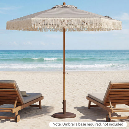 7 Feet Patio Umbrella with Fringe Sun-Protective Beach Umbrella with Boho Tassel-Green - Color: Green - Size: 7 FT