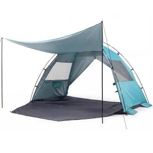 Beach Tent Sun Shelter with Canopy Easy Setup UPF50+ Sun Protection-Blue - Color: Blue