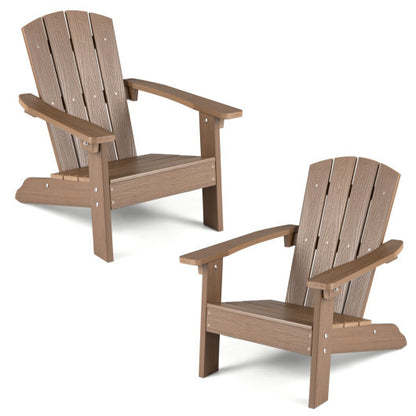 Set of 2 Kid's Adirondack Chair with with High Backrest and Armrests-Brown - Color: Brown